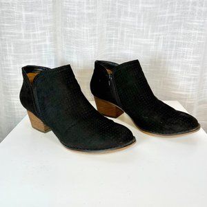 Fergie Bianca Laser Cut Perforations Faux Leather Booties 8.5